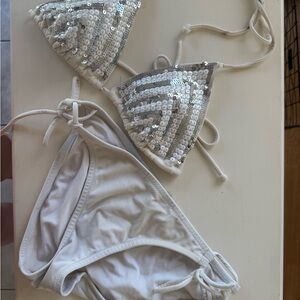 Sequin Triangle Bikini Top and Bottom